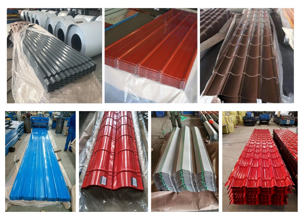 PPGI Roof Sheets Building Material Ral Color Coated Gi Galvalume Aluzinc Zinc ASTM A653 Dx51d Z275 Gi Prepainted Galvanized Metal Steel Corrugated Roofing Sheet